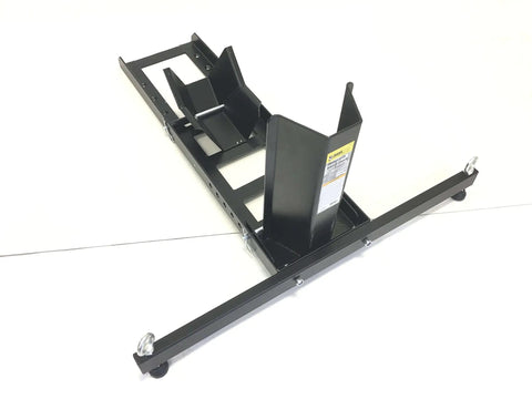 Heavy Duty Beefy Motorcycle Wheel Chock For Trailers And Garages By MaxxHaul, 1800 Pound Capacity Front Tire Stand, side view