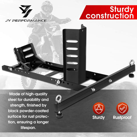 Heavy Duty Motorcycle Wheel Chock And Universal Front Wheel Stand For Trailers And Rigs 1800 Lb Capacity Fits 15 To 22 Inch Wheels For Cruiser Sport And Dirt Bikes JY PERFORMANCE