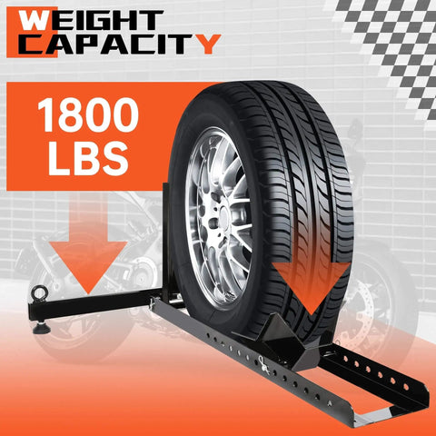 Heavy Duty Motorcycle Wheel Chock Stand With Beefed-Up 1800 Pound Capacity, Adjustable Front Tire Stand for garage