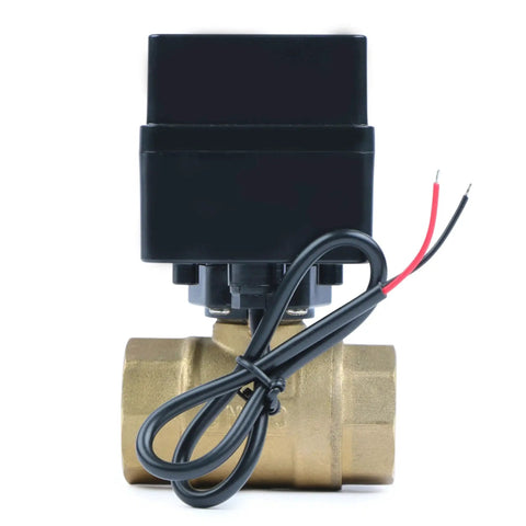 Motorized Brass Ball Valve Three Quarter Inch Standard Port With Nine To Thirty Six Volt AC DC Operation Two Wire Auto Return