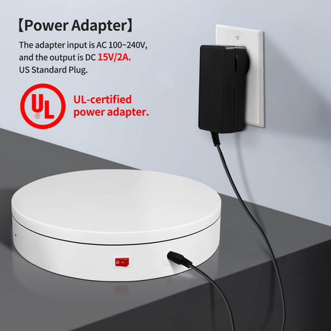 19.7 Inch Motorized Electric Turntable connected to power adapter