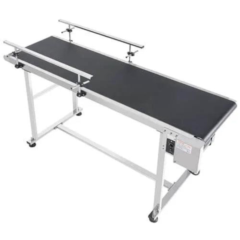 Industrial Grade Stainless Steel Motorized Belt Conveyor For Inkjet Coding Applications With PVC Anti Static Belt, side view