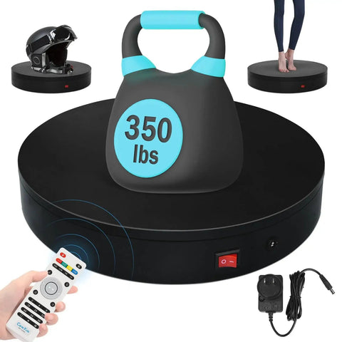 32cm Motorized Rotating Platform With 350lbs Capacity For Photography and Display, remote control and power adapter included