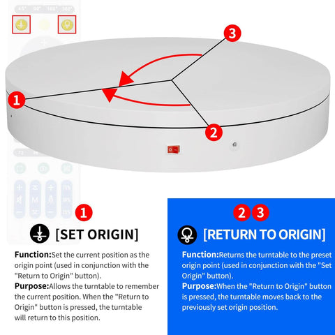 19.7 Inch Motorized Electric Turntable with remote control, dual motor drive for photography and 3D scanning, set and return to origin functions