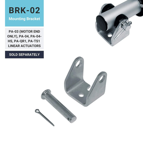 BRK-02 mounting bracket with pin for 30 Inch Stroke Electric Linear Actuator, 100 lbs Force, IP66 Water Resistance, shown separately