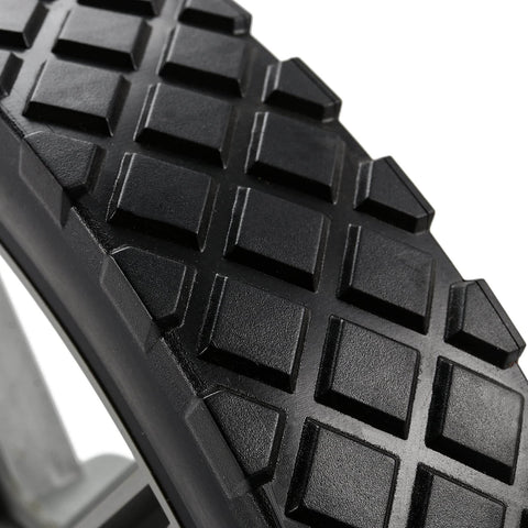 Close-up of diamond tread on 3 Pack 12 x 1.75 Inch Push Mower Replacement Wheels with Spoke Plastic Design, Solid Airless for Lawn Mowers