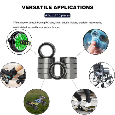Versatile MR128-2RS Deep Groove Ball Bearings 8x12x3.5mm Double Rubber Sealed Chrome Steel for RC cars, drones, robotics applications