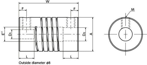 MSH-26C 1/4"-3/8" Flexible Coupling NBK Japan - VXB Ball Bearings