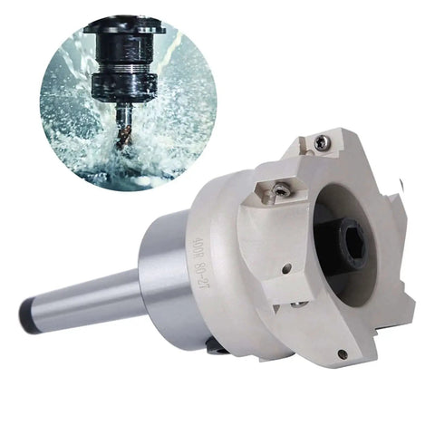 MT2 FMB27 80 Cutterhead 1604APMT Indexable End Mill Set Face Mill Cutter shown with milling action on metal surface