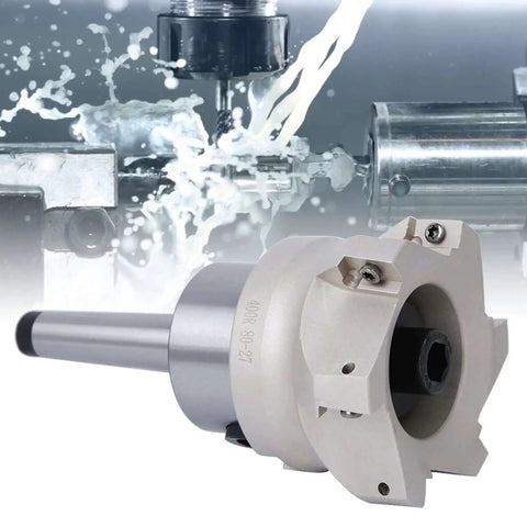 MT2 FMB27 80 Cutterhead 1604APMT Indexable End Mill Set Face Mill Cutter with inserts, shown in metalworking use