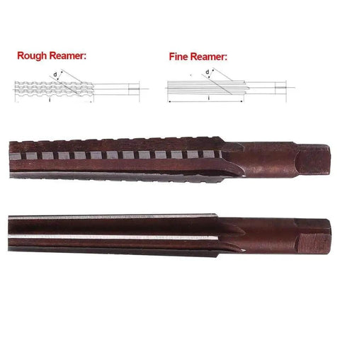 MT2 Taper Reamer Set Two Pack Pro Grade Fine And Rough Reamer Tool With Straight Shank For Bore Machining In Drilling And Milling Machines Made From High Speed Steel For Durability And Precise Reaming, showing fine and rough reamers.