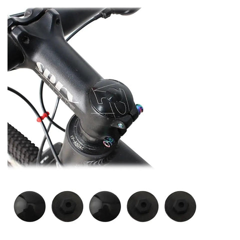 Bike Headset Cap Top Cover Waterproof Dustproof Rubber Spacer For M6 Inside Hex Screws 5 Pack installed on MTB stem