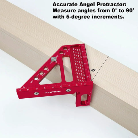 Premium Carpenter Square Scribing Ruler For Woodworking, Engineering, And Construction with 45-degree angle mark on wood