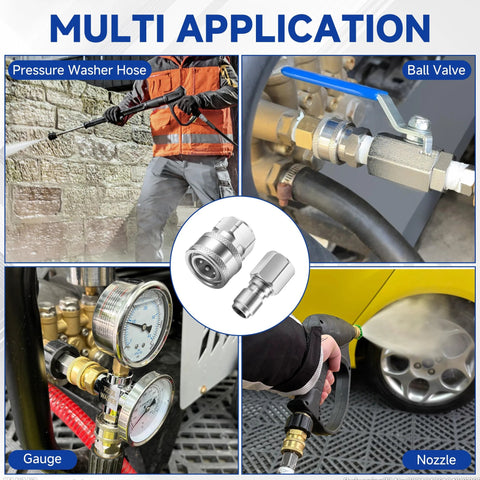 RIDGE WASHER 3/8-in stainless steel pressure washer quick-connect kit, 12 pieces, female NPT, 5000 PSI.