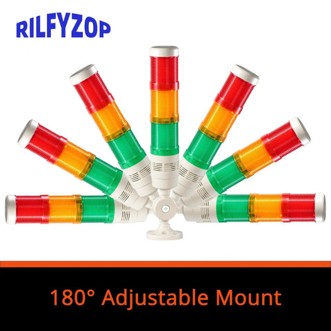 Industrial Signal Tower Light With Multi Color LEDs And Built In Buzzer Delivers High Brightness Indicator Alerts, adjustable mount