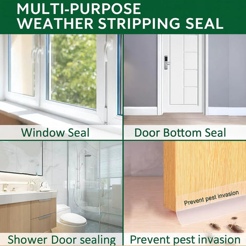Amazon weather stripping door seal set, 49 ft clear silicone draft tape, 3 rolls for windows and doors