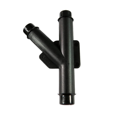 Plastic vacuum hose Y-connector with mounting flange, black, barbed ends