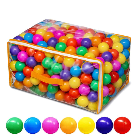 Ball Pit Balls for Baby and Toddler Phthalate Free BPA Free Crush Proof Plastic - Multicolored Pit Balls in Reusable Storage Bag