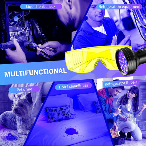 Tallew refrigerant leak detector kit with LED flashlight and yellow UV-protective glasses