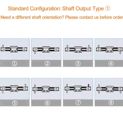 Diagram of shaft output types for High Speed 400 MM 16 INCH Stroke Belt Drive Linear Guide Rail Motion Slide Actuator Module for CNC Linear Position Kit