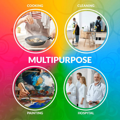 Image showing multipurpose activities: cooking, cleaning, painting, hospital settings with professionals.