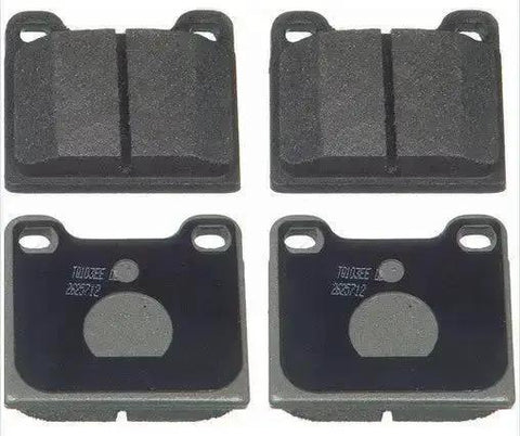 1991 INFINITI M30 Front MX266A Semi-Metallic Disc Brake Pad Set, OE Style Automotive Brake Replacement, top and bottom views.