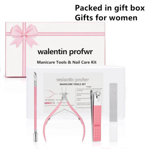 Nail Clippers Set And Manicure Kit With Glass Nail File Cuticle Trimmer Travel 5 Piece Grooming Kit in gift box