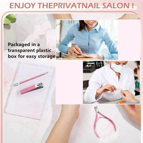 Nail Clippers Set And Manicure Kit With Glass Nail File Cuticle Trimmer Travel 5 Piece Grooming Kit in plastic box with tools