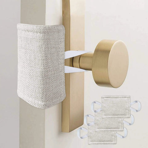 Quiet Door Closer Cushion Pack Of 3 For Nursery And Baby Rooms, soft padded door latch cover installed with elastic straps