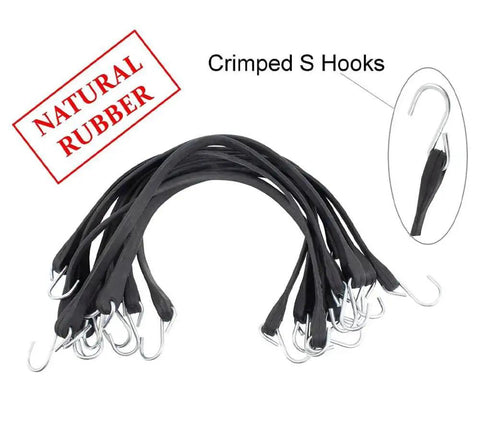 50 Pack 21 Inch Natural Rubber Tarp Bungee Straps With S Hooks Tie Downs For Heavy Duty Tarps Securing Equipment And Gear
