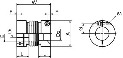 NBK Japan MBB-19C 1/4 inch to 1/4 inch Bellows-type Flexible Coupling - VXB Ball Bearings