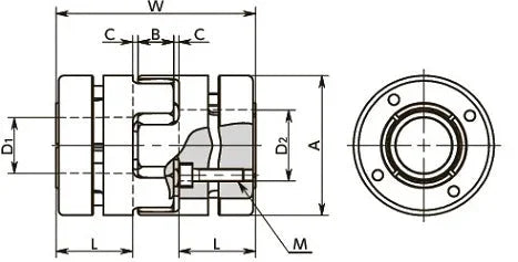 NBK Japan MJB-55-BL 6mm to 8mm Jaw-type Flexible Coupling