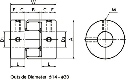 NBK Japan MJC-20-BL 4mm to 10mm Jaw-type Flexible Coupling - VXB Ball Bearings