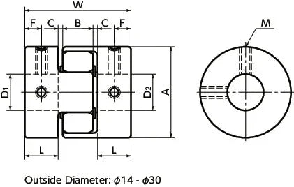 NBK Japan MJC-20-BL 5mm to 5mm Jaw-type Flexible Coupling