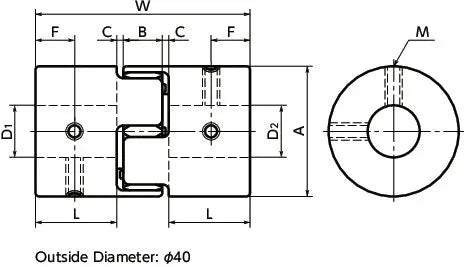 NBK Japan MJC-40-BL 8mm to 8mm Jaw-type Flexible Coupling