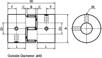 NBK Japan MJC-40CS-EGR 5/16 inch to 18mm Jaw-type Flexible Coupling