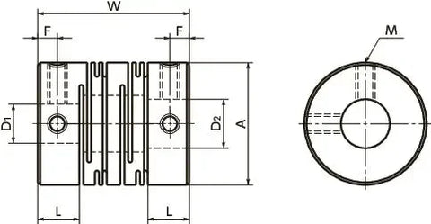 NBK Japan MST-25-6-10 Slit type 6mm to 10mm Flexible Coupling - Set Screw