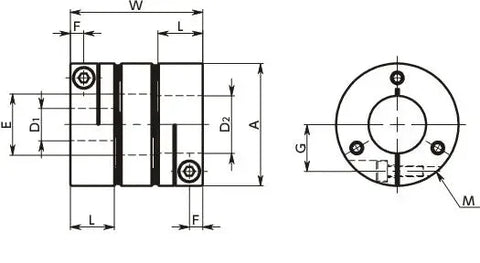 NBK Japan XHW-44C-14-20 14mm to 20mm Jaw-type Flexible Coupling