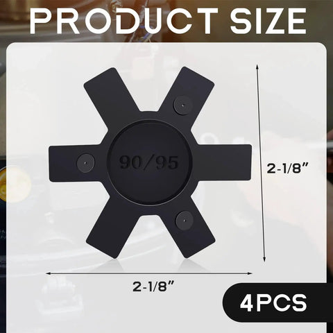 NBR Rubber Spider Center Inserts For L Jaw Couplings Four Piece Set Black Diameter Two And One Eighth Inches product size diagram