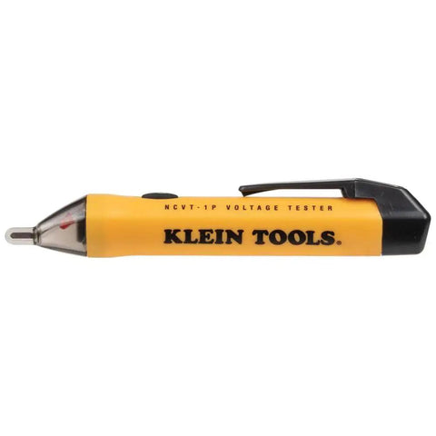 Non Contact Voltage Tester NCVT1P Handheld 50 To 1000 Volt AC Detection with pocket clip, yellow color, side view