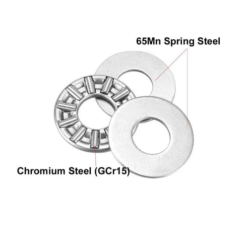 Needle Roller Bearing Set With Washers AXK0819 8mm Bore 19mm Outer Diameter 2mm Width, Chromium Steel Rollers, Steel Cage