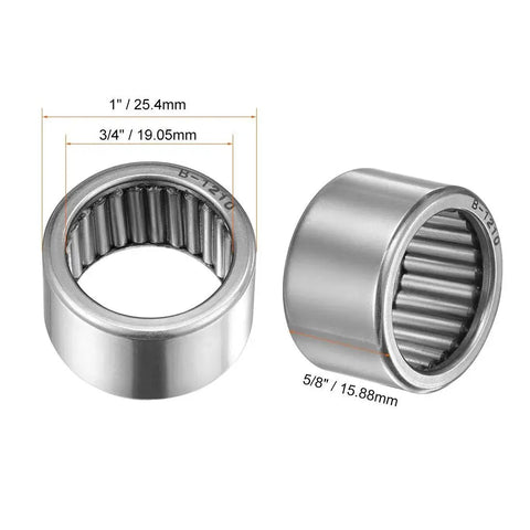 Needle Roller Bearing B1210 Full Complement Drawn Cup Open Heavy Duty 3/4 Inch ID 1 Inch OD 5/8 Inch Width 2 Pack By Uxcell