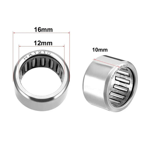Drawn Cup Needle Roller Bearing Set Open End 12mm Bore 16mm OD 10mm Width Pack Of 5 for high load capacity and tight spaces.