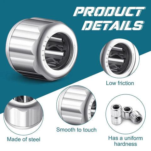 Product details of Six Pieces Heavy Duty Needle Roller Bearings 8mm Bore 14mm OD 12mm Width, showcasing steel construction.