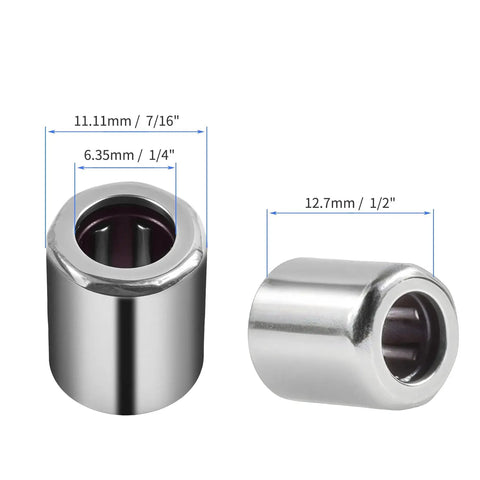 Needle Roller Bearings Five Pack RC040708 with 1/4 inch ID, 7/16 inch OD, 1/2 inch width made from high hard bearing steel
