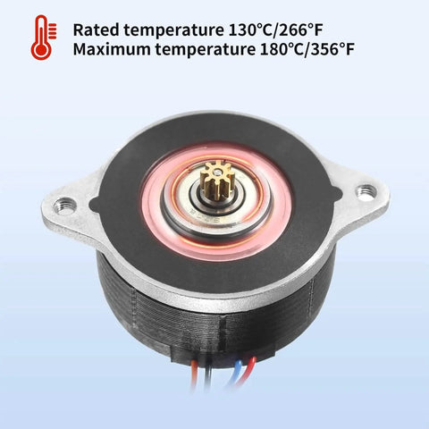 Nema 14 36mm Pancake Stepper Motor with 8 Tooth Gear: 17MM Enhanced Light Weight with Extension Cable close-up view.