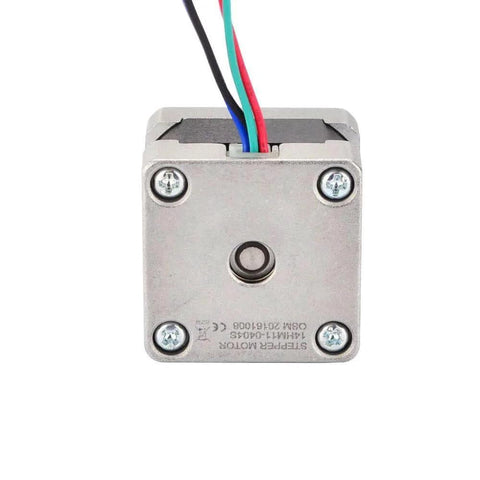 Nema 14 Stepper Motor 0.9deg(400 Steps/rev) 0.4A 11Ncm/15.6oz.in Bipolar 4-Wires, front view with wires visible