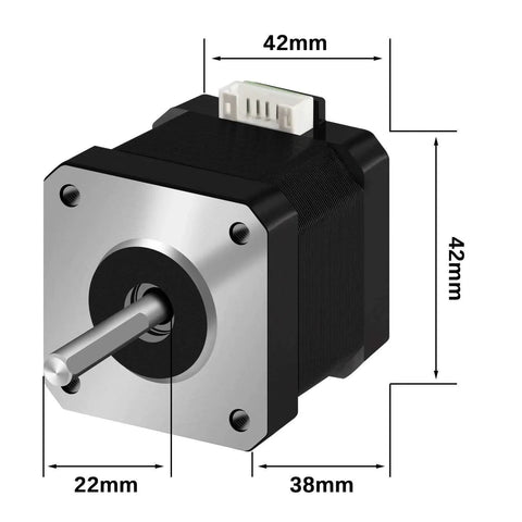 [3pcs of Pack] Nema 17 Stepper Motor, 17HS4401 42x42x38mm dimensions shown with 4-wire connector