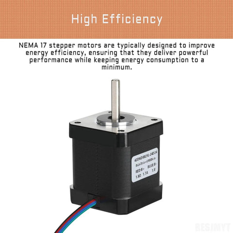 Nema 17 Stepper Motor 3PCS 1.8 Deg Standard Step Angle High Torque 0.52Nm(73.63oz.in) 3D Printer CNC 48MM Bipolar 1.7A