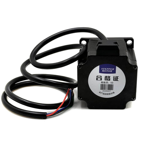 Front view of Nema 23 CNC Stepper Motor 184oz.in/1.3Nm Bipolar 3.0A CNC Mill Lathe Router 57x57x56mm with attached cable.